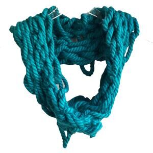 Handmade Chunky Loop Open Knit Infinity Scarf Soft Fuzzy Fluffy Teal Blue Green